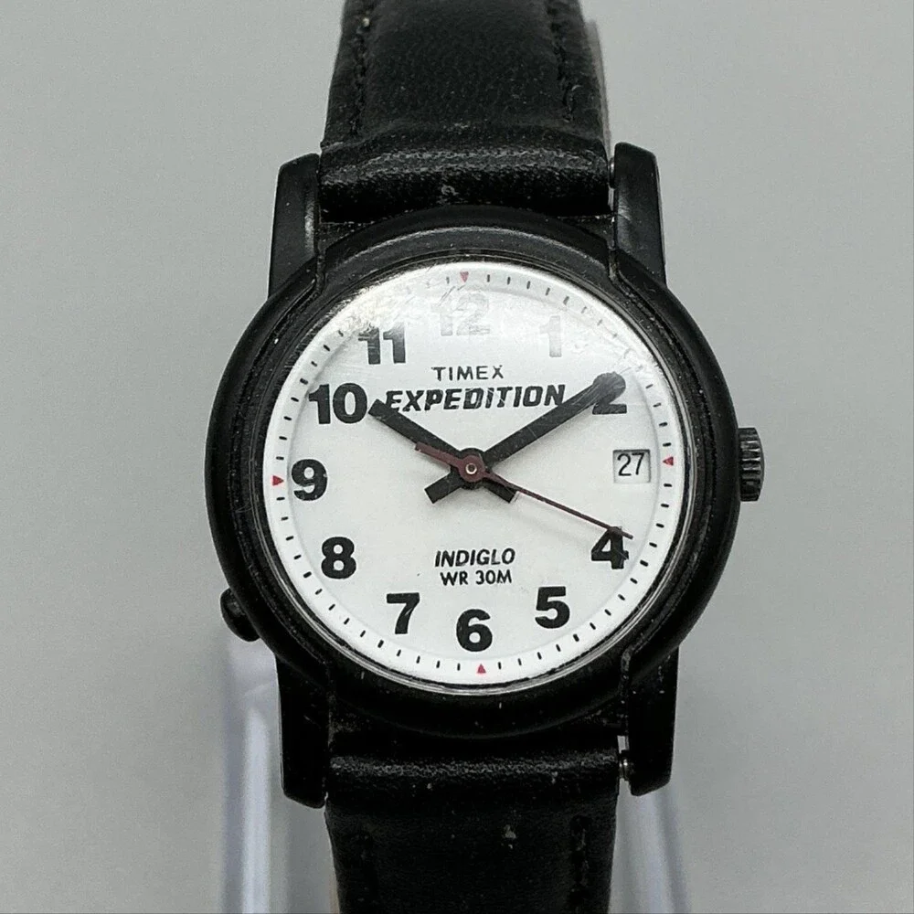 Vtg1995 Timex Expedition Indiglo Womens Watch 25mm White Dial Date New Battery